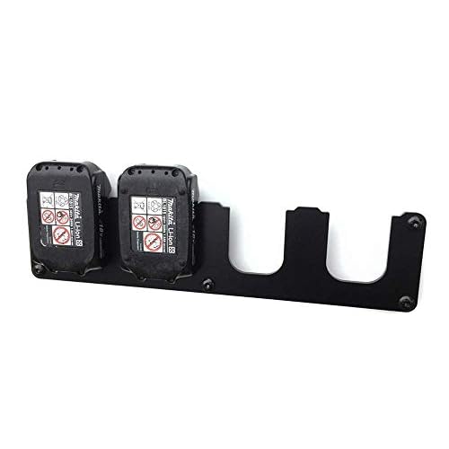 Premium Akku Wandhalterung 4-Fach, für Makita 14,4V & 18V Akkus - Extra starke Profi Ausführung aus 5mm massivem Stahl. Langlebig durch Plastpulverbeschichtung. + Befestigungsmaterial + Abstandshalter