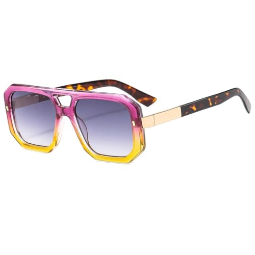 Monture UV400 chic au design rétro double pont pour hommes et femmes