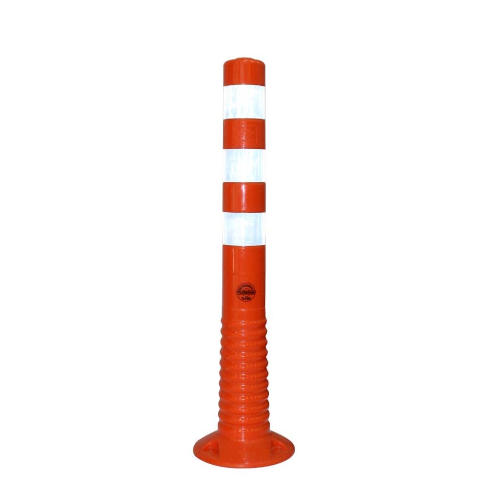 Traffic Safety 75CM Delineator Post | Reflective Flexible Guide Post Orange | Impact Resistant Channelizer Post | Unbreakable Spring Post