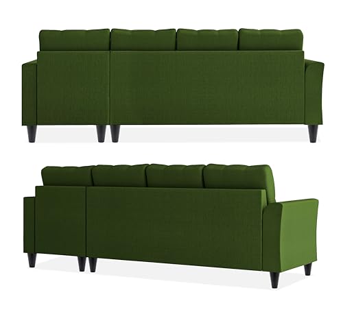 Image of Adorn India Maddox Tufted L Shape 6 Seater Sofa Set RHS (Green) (3 Year Warranty)