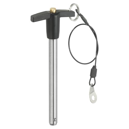 PATIKIL Pinze Blocco a Maniglia a T 2/5 x 3,54 (10 x 90mm), Perno a Sgancio Rapido, Perni Posizionamento Sicurezza Acciaio Inossidabile 304 con Pulsante, Cavo con Cordino da 25 Cm
