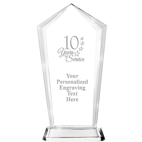Crown Awards Personalized 9" Engraved 10 Years of Service Skyscraper Crystal Award
