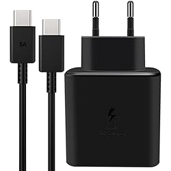 Cargador Inalambrico Zeta Cargador 45W Compatible con Samsung S22 Ultra, S22+, S22, S21 Ultra, Note10+, Tab S7, S8 Ultra, A53, Z Fold 4, Flip 4, Pad Pro 12.9, Air4, Samneer Carga Rapida + USB C Cable 200cm (20 V-5 A) - Negro