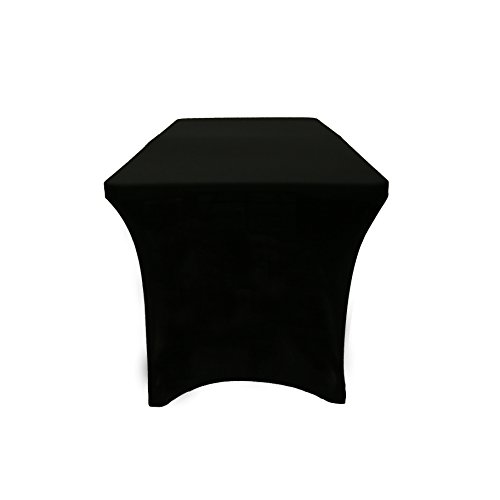 YOUR CHAIR COVERS Rectangular Spandex Tablecloth 6ft Fitted Wedding Event Patio Decorations Elastic Fabric Stretch Cover for Folding Table (Black)