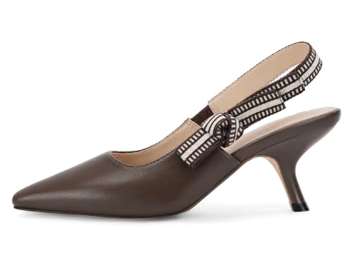 Image of Coutgo Womens Slingback Kitten Heels Closed Pointed Toe Bowknot Knitted Slip On Work Pumps Dress Shoes