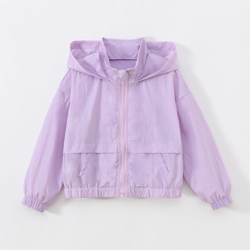sfdgfhyf Girls Boys Windbreaker Hoodies Jacket Teens Kids Zipper Lightweight Outdoor Hiking (Purple, 11-12 Years)2