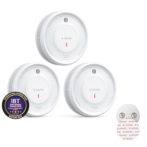 X-Sense Détecteur de Fumée Connecté avec Pad Adhésif Magnétique, Fonction avec l’Appli, Station de Base SBS50 Requise, Durée de Vie de 10 Ans et Batterie Remplaçable, XS0D-MR, Lot de 3