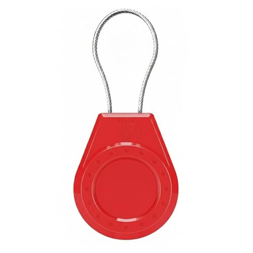 Image of Air Tagholder Keychain Case with Steel Wire Cable & Hex Lock, Waterproof Anti-Lost Shockproof Cover Compatible with Apple Air Tag for Luggage, Backpack, Keys (Red)