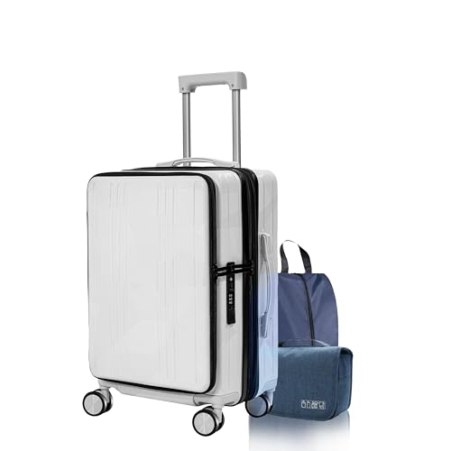 Lanuitjoy 20" TSA Hard Shell Carry-On Luggage White
