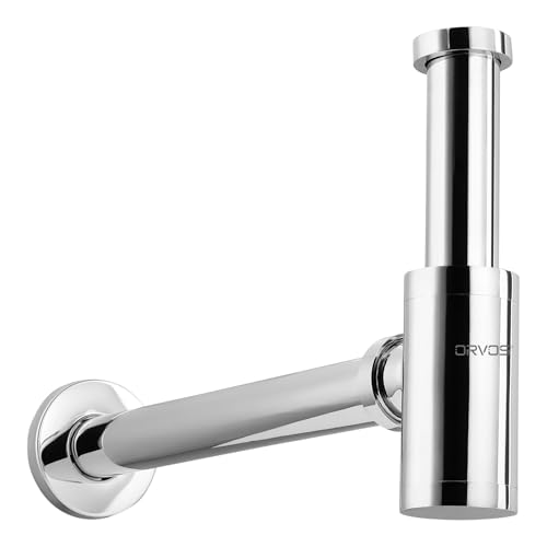 Image of Orvos Bottle Trap, Brass Body with Stainless Steel Pipes, Heavy Duty Rounded, for Sinks and Wash Basins