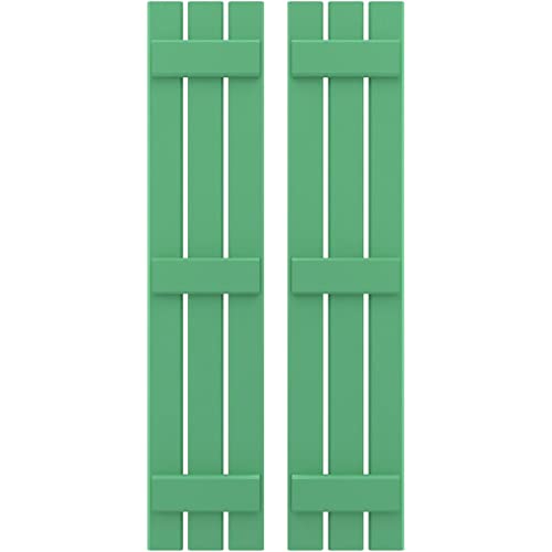 Ekena Millwork ARW401SB311X39LPH Americraft Three 3 Exterior Real Wood Spaced Board-n-Batten Shutters (Per Pair), 11 1/2"W x 39"H, Lily Pads