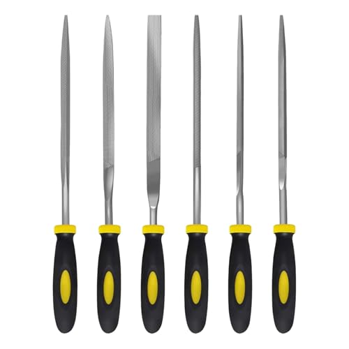 6 Pcs Metal File Set, Professional Metal Files for Steel, Mini Files Tools Needle File Set, Needle F-iles with Handle F-ILE Tool for Wood DIY Project