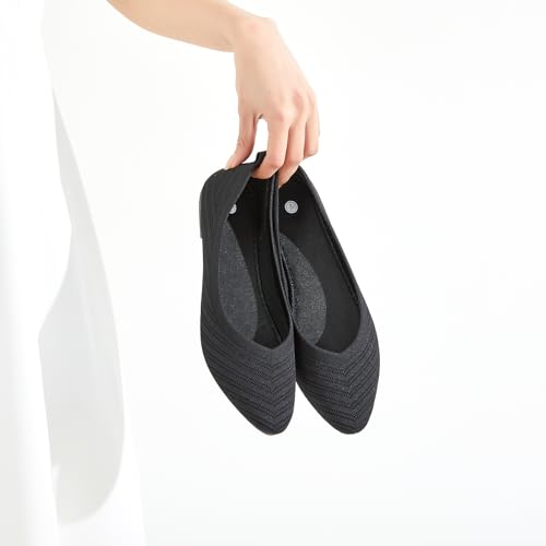 Iarus Women's Flat Shoes Comfortable Ballet Flat Fashion Dress Shoes Pointed Toe Mesh Knit Portable Lazy Casul Shoes Office Commuting Black US8.5 by Iarus - Used condition - Image 7