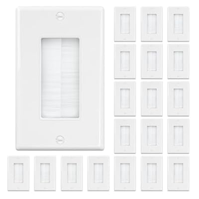 Iwillink Brush Wall Plate (20 Pack), Cable Pass Through Insert for Wires, Single Gang Cable Access Strap, Wall Socket for HDTV, Home Theater Systems