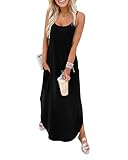 WIHOLL Maxi Black Dresses for Women Casual Long Summer Sun Dresses 2026 Spaghetti Strap Vacation Outfits for Women Plus Size XL