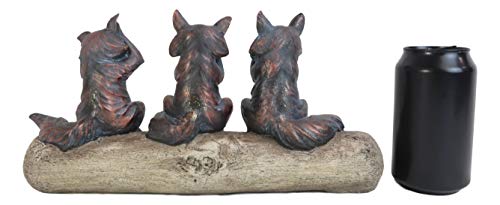 Ebros Rustic See Hear Speak No Evil Foxes Squatting On Driftwood Log Statue 12" Long Whimsical Crafty Animal Fox Fable Decor Figurine Outdoors Western Decorative Sculpture #TOP4