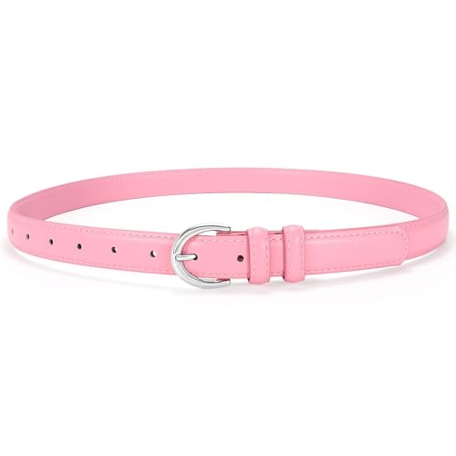 VONMELLI Women's Leather Belt For Jeans Dresses Adjustable Vintage Waist Belts For Women Fashion Leather Belt Classic Ladies Belts With Single Prong Buckle Light pink S
