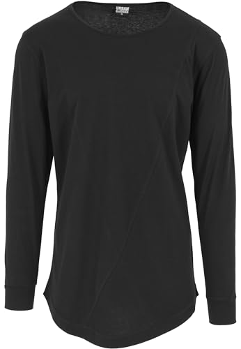 Urban Classics Men's Shaped Fashion Long Sleeve Tee - Long Sleeve Top - Black (Schwarz), Large (Manufacturer size: Large)