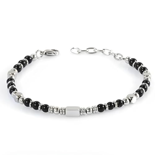 JYNXOR Bracciale Uomo Donna 4MM Bracciale Pietre Naturali Bracciale Uomo Acciaio Braccialetti di Perline Bracciali Uomo Braccialetti Uomo...
