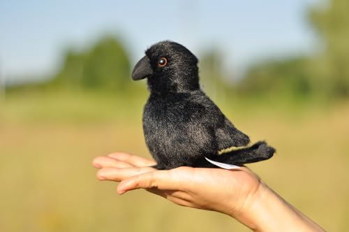 TAMMYFLYFLY Lifelike Crow Bird Plush Stuffed Animal Toy Yellow Bird Cute Animal Model 16cm