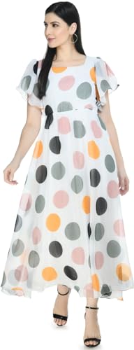 Image of Polka Printed Georgette Dress for Women