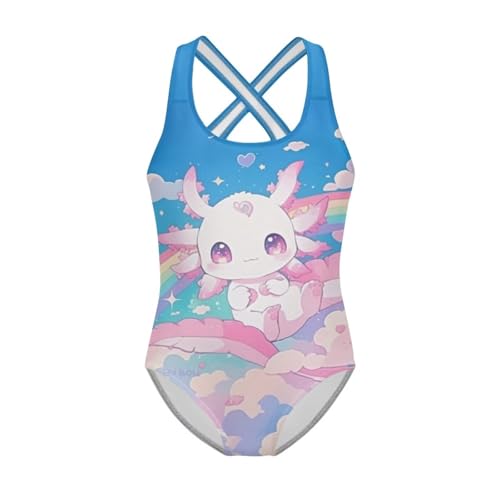 doginthehole Girls One Piece Swimsuits Size 5-14Y Swimming Bathing Suit with Cross Back Straps Beach Pool Kids Swimwear