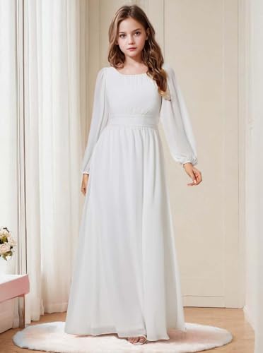 Junior Bridesmaid Dresses Long Sleeve Girls Formal Flower Girl Dress First Communion Gown2