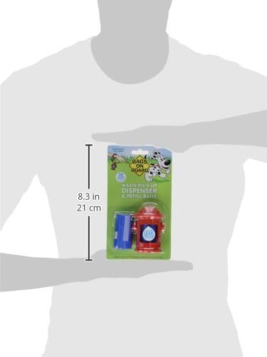 Bags on Board Fire Hydrant Style Dog Waste Bag Dispenser with 30 Refill Bags