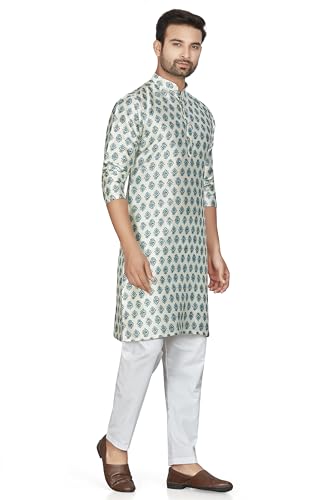 Image of BE ACTIVE Cotton Jacquard Blend Kurta for Men | Traditional and Elegant Design| Indian Kurta| | Full Sleeve Kurta| Classic Ethnic Elegance Green
