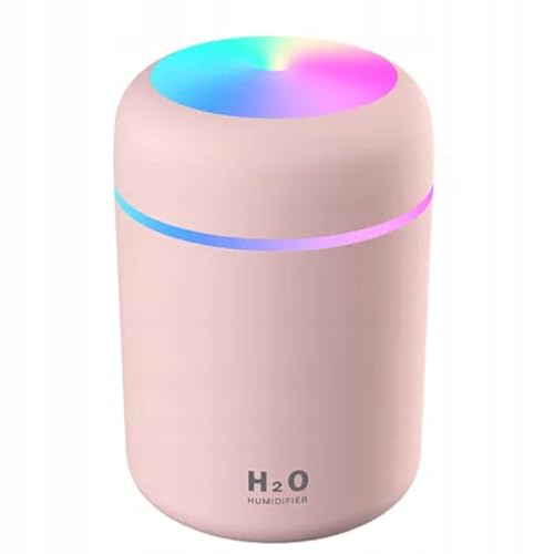 Image of 300 ml Color‑Changing Aroma Humidifier & Diffuser with Mist & LED Light - USB Rechargeable, Whisper‑Quiet for Car, Office, Bedroom, Desk, Travel-Friendly (Pink)