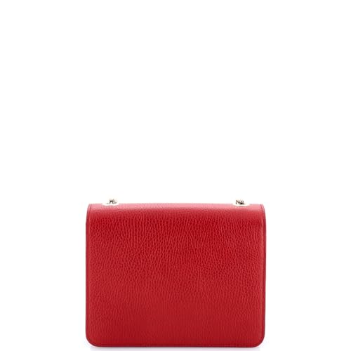 Pre-Loved Interlocking Shoulder Bag Leather Small, Red3