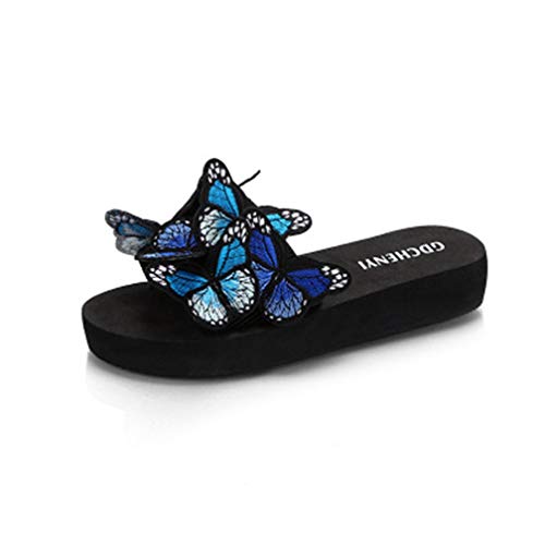 Image of MIOKE Summer Flat Slide Sandals For Womens Butterfly Platform Low Heel Comfy Nonslip Casual Beach Sandals