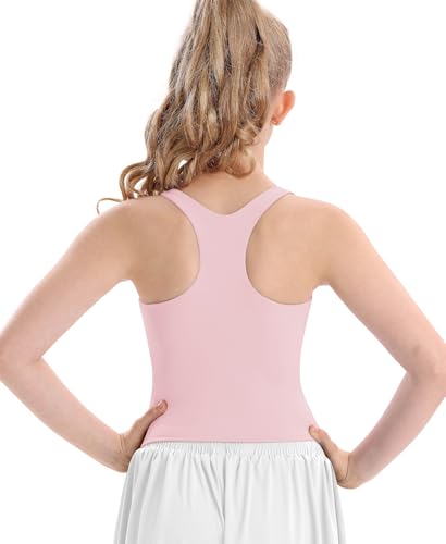 Image of DOCUMO Girls Tank Tops Double Lined Racerback Crop Tops for Kids Sleeveless Workout Tops for Dance, Yoga, Running, Sports