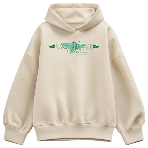 HYBRID APPAREL Lord Of The Rings - Elven Brooch - Womens Oversized Fleece Hoodie Sweatshirt - Size Large Cream
