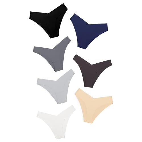 Image of DEANGELMON Women Seamless Bikini Cheeky Underwear Invisible No Show Panties V-Waist Hipster Ladies Soft Stretch Multi Pack