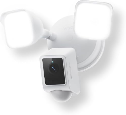 WYZE Floodlight Camera v2 2800-Lumen LEDs 2K HD Outdoor Security Camera 160 Wide View Motion Activated Light 105dB Siren Cloud & Local Storage Color Night Vision Wired (Renewed) White