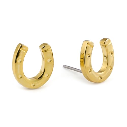 Horseshoe Earrings 18k Gold | Equestrian Jewelry Gift for Women, Girls & Horse Lovers, Lucky Good Luck Charm Studs