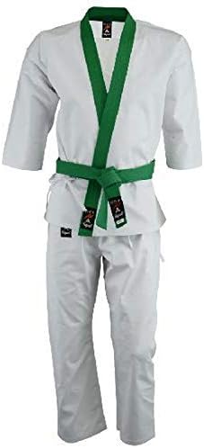 Playwell tang soo do green uniform 9oz - 2/150cm, White, 2/150cm