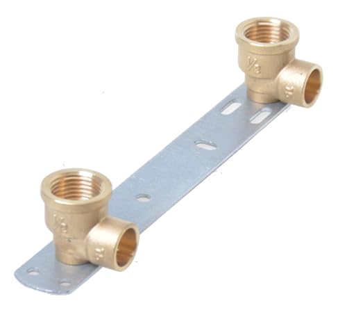 Aqbau® Montageeinheit, Montageplatte, Wandscheibe Für Badezimmerarmaturen, Wasser Trinkwasser Messing Metall, Montageplatte wasseranschluss 1/2 x 15mm Abstandsmaß von 150 mm