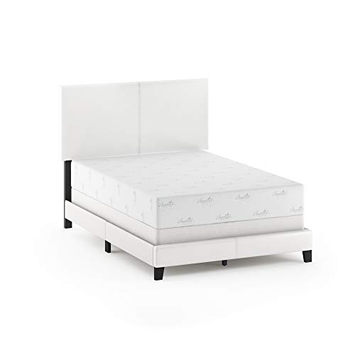 Furinno Pessac PU Leather Upholstered Platform, Full, White - image 1