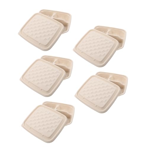 OSOLADY 10個 使い捨て食品容器 仕切り付き割トレー 蓋付きパーティートゥゴーボックス 軽量紙製テイクアウト弁当箱 やランチ持ち運び用
