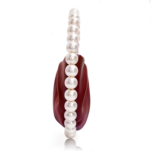 Image of CARIEDO Pearl Soft Face Pleated Handbag Advanced Evening Bag Party Prom Bride Purse Phone Clutch Purse