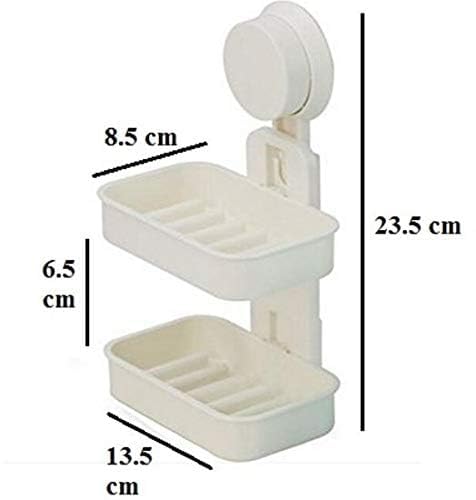 Image of 2 Layer Soap Dish Bar Holder Self Adhesive Double Layer Drawer Draining Holder Kitchen Sponge Storage Box Bathroom Organizer (2, Double Layer Soap Holder)