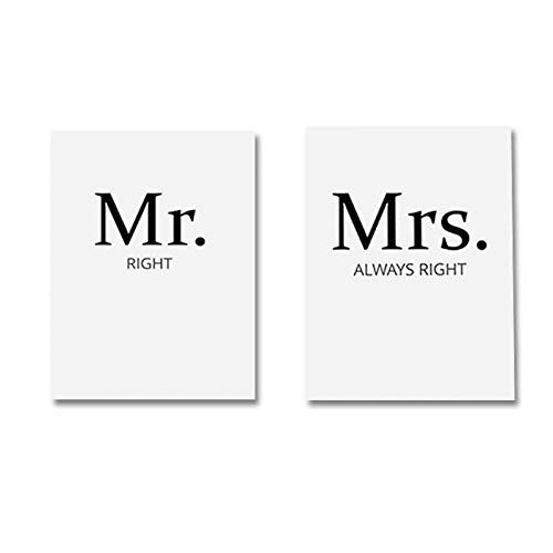 Lienzo de parejas Mr y Mrs para decorar el cabecero de dormitorio matrimonial