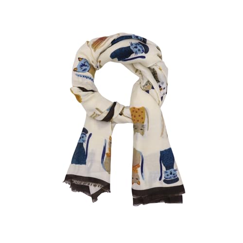 JUMSEE Cute Cat Printed Scarf for Women Girls Soft Lightweight Pashmina Scarves Fringed Sunscreen Shawl Head Wrap4
