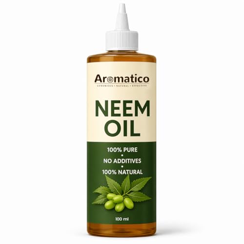 Image of AROMATICO Cold Pressed Neem Oil for Hair, Scalp & Skin - Neem Hair Oil for Dandruff, Scalp Care & Hair Growth | Natural Plant Care Oil | 100ml