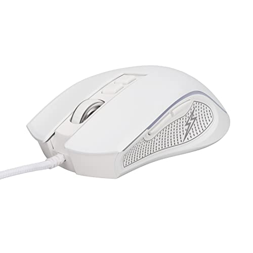 OUKENS Souris de Jeu, Souris de Jeu réglable 3600 dpi, Souris mécanique Ergonomique RVB, Souris de Jeu Filaire pour Ordinateurs Portables(Blanche)