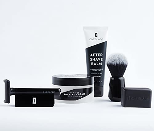 Black Tie Shave Kit - OneBlade Core Razor, Stand, Synthetic Shave Brush, 150ml Shaving Cream, 90 ml Aftershave, 30 Feather Blades…