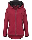 Rock Creek Damen Fleecejacke Mantel Übergangsjacke Windbreaker Fleece Jacken Outdoorjacke Stehkragen Damenjacke Teddyfleece Sweatjacke Pullover D-502 Weinrot XXL