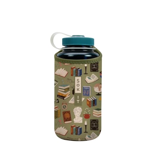 Sok It BotlSok Water Bottle Sleeve Insulated Neoprene Cover (Book Club, Fits 32oz Nalgene)